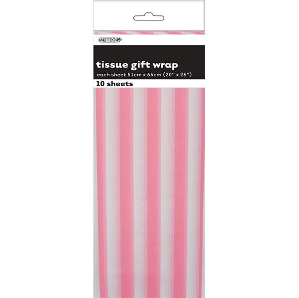 Tissue Paper - Lovely Pink Stripes (10 Sheets) - The Party Marketplace