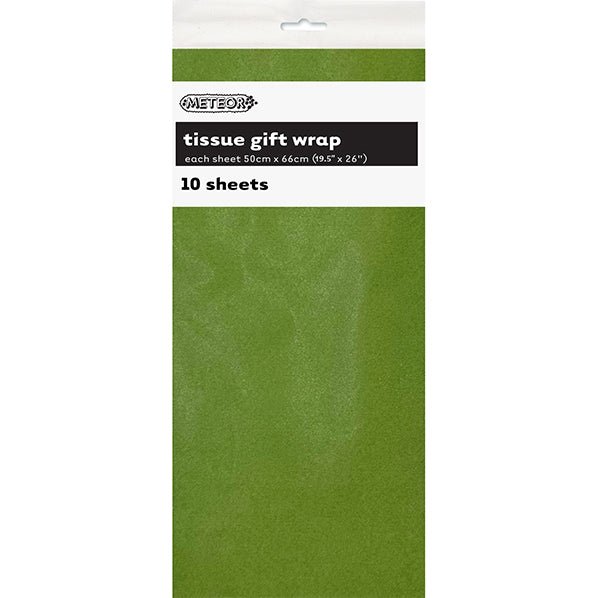 Tissue Paper - Olive Green (10 Sheets) - The Party Marketplace