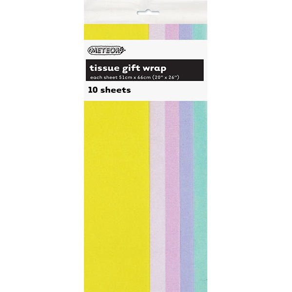 Tissue Paper - Pastel Assorted Colours (10 Sheets) - The Party Marketplace