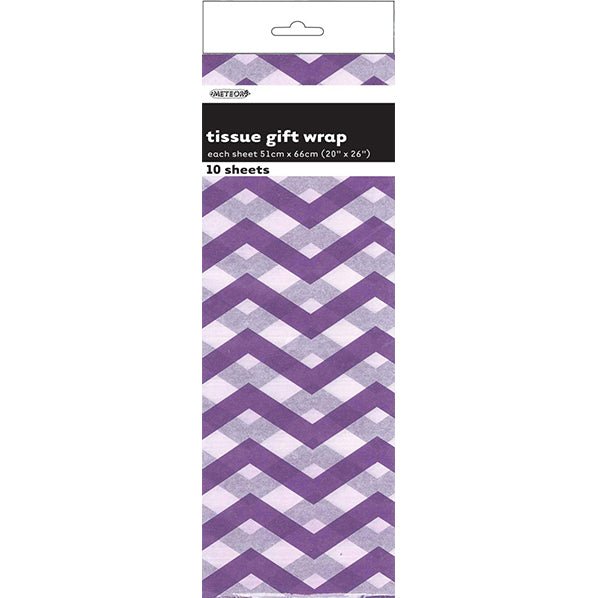 Tissue Paper - Pretty Purple Chevron (10 Sheets) - The Party Marketplace
