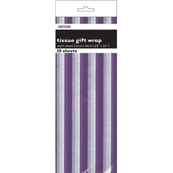 Tissue Paper - Pretty Purple Stripes (10 Sheets) - The Party Marketplace