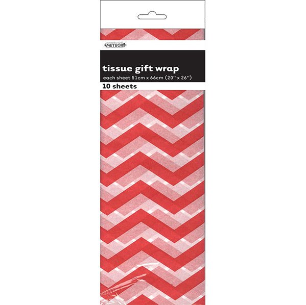 Tissue Paper - Red Chevron (10 Sheets) - The Party Marketplace
