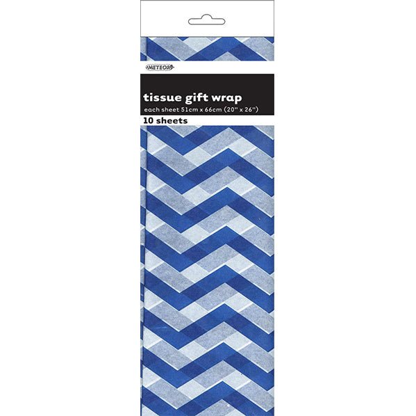 Tissue Paper - Royal Blue Chevron (10 Sheets) - The Party Marketplace