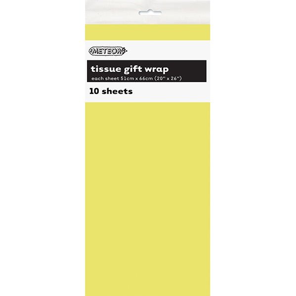 Tissue Paper - Soft Yellow (10 Sheets) - The Party Marketplace