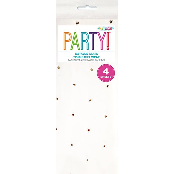 Tissue Paper - White with Metallic Rose Gold Diamonds (4 Sheets) - The Party Marketplace