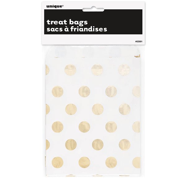 Treat Bags - Foil Dots Gold (Pack of 8) - The Party Marketplace