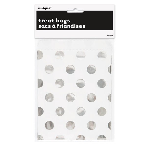 Treat Bags - Foil Dots Silver (Pack of 8) - The Party Marketplace