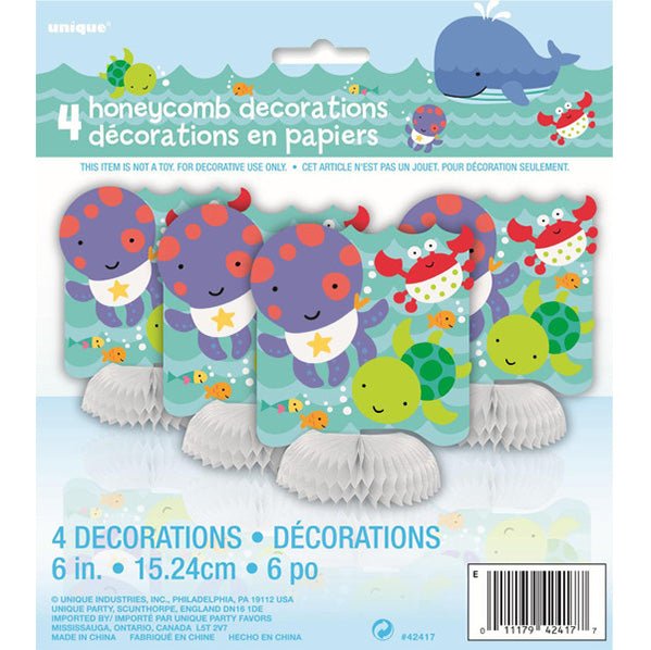 Under The Sea Pals Mini Honeycomb Decorations (Pack of 4) - The Party Marketplace