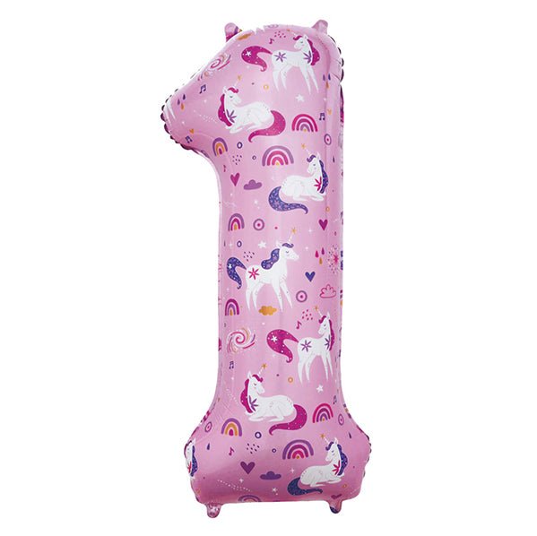 Unicorn "1" Numeral Foil Balloon (86cm) - The Party Marketplace