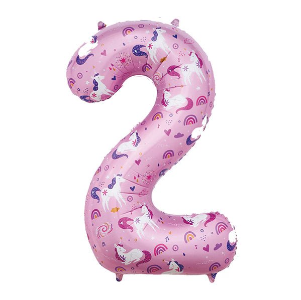 Unicorn "2" Numeral Foil Balloon (86cm) - The Party Marketplace