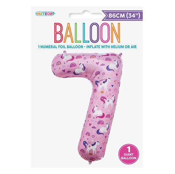 Unicorn "7" Numeral Foil Balloon (86cm) - The Party Marketplace