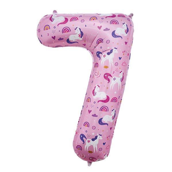 Unicorn "7" Numeral Foil Balloon (86cm) - The Party Marketplace