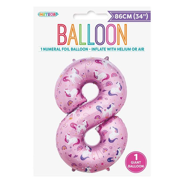 Unicorn "8" Numeral Foil Balloon (86cm) - The Party Marketplace