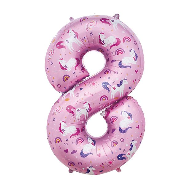 Unicorn "8" Numeral Foil Balloon (86cm) - The Party Marketplace