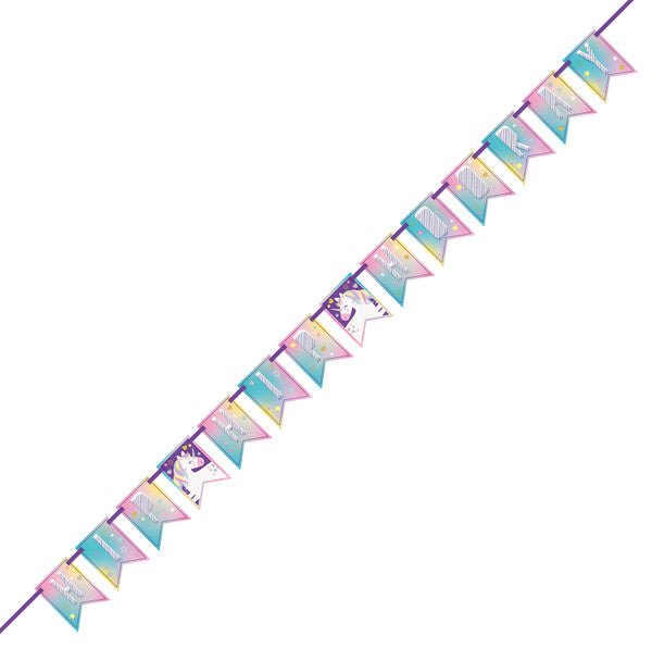 Unicorn "Hip Hip Hooray" Block Banner - 2.13m - The Party Marketplace