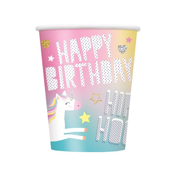 Unicorn Party Paper Cups 270ml (Pack of 8) - The Party Marketplace