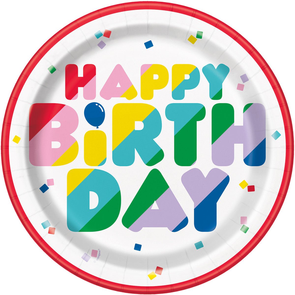 Vibrant Birthday Paper Plates 23cm (Pack of 8) - The Party Marketplace