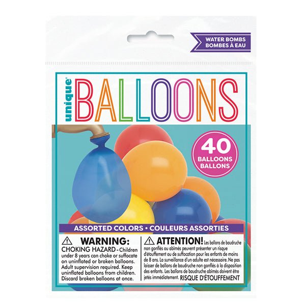 Waterbomb Balloons - Assorted Colours (Pack of 40) - The Party Marketplace