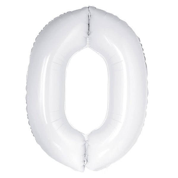 White "0" Numeral Foil Balloon (86cm) - The Party Marketplace