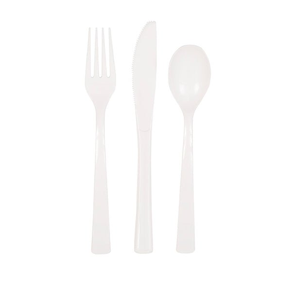 White Assorted Cutlery (Pack of 18) - The Party Marketplace
