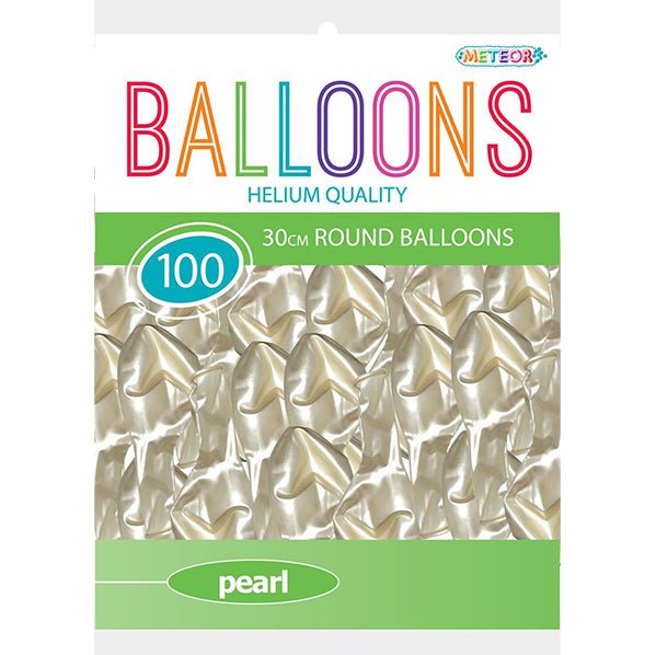 White Pearl Balloons 30cm (Pack of 100) - The Party Marketplace