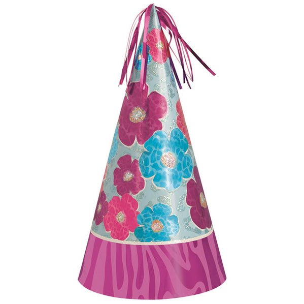 Wild Floral Glitter Foil Party Hat 32.5cm - The Party Marketplace