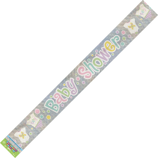 Polka Dots Baby Shower Prismatic Foil Banner (9ft)