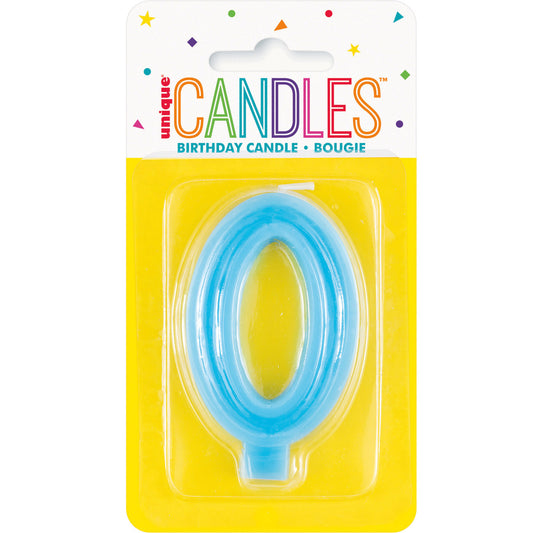 Pastel Blue Numeral Candle - 0