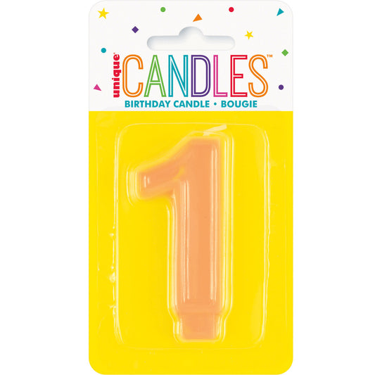 Pastel Orange Numeral Candle - 1