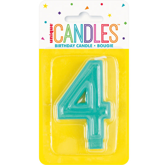 Pastel Teal Numeral Candle - 4