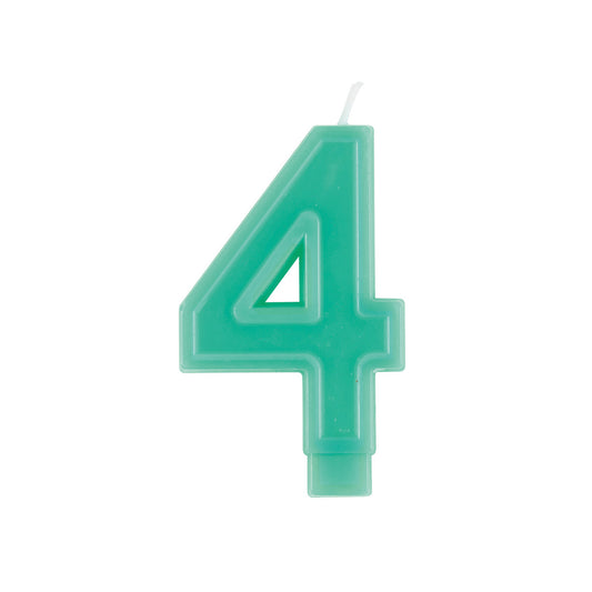 Pastel Teal Numeral Candle - 4