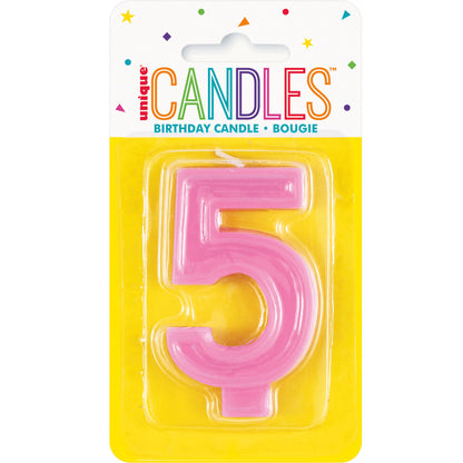 Pastel Pink Numeral Candle - 5