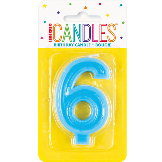 Pastel Blue Numeral Candle - 6