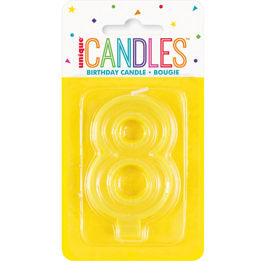 Pastel Yellow Numeral Candle - 8