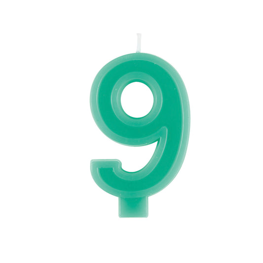 Pastel Teal Numeral Candle - 9