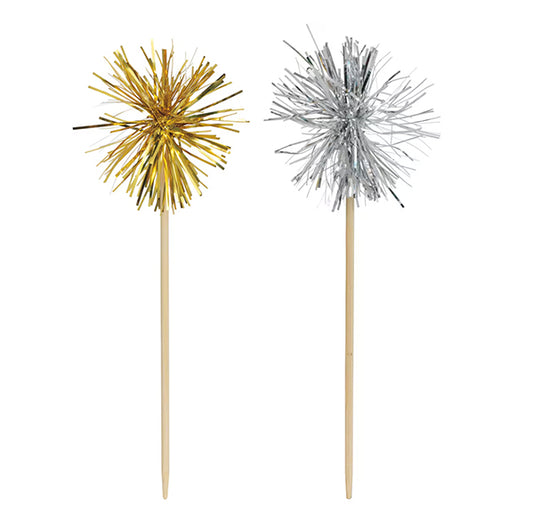 Tinsel Stirrers - Assorted Gold & Silver (Pack of 8)