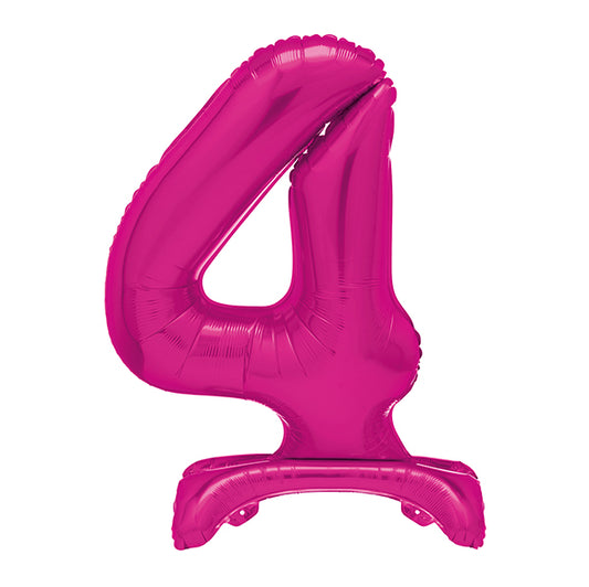 Hot Pink "4" Giant Standing Numeral Foil Balloon (76cm)