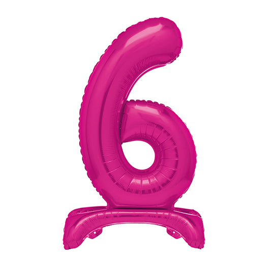 Hot Pink "6" Giant Standing Numeral Foil Balloon (76cm)