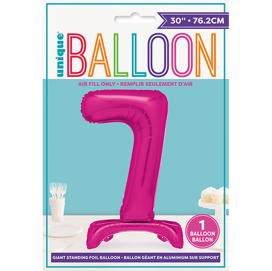 Hot Pink "7" Giant Standing Numeral Foil Balloon (76cm)