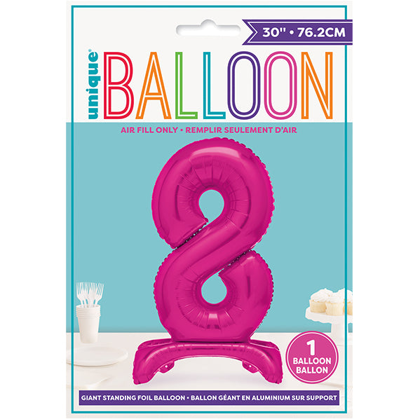 Hot Pink "8" Giant Standing Numeral Foil Balloon (76cm)