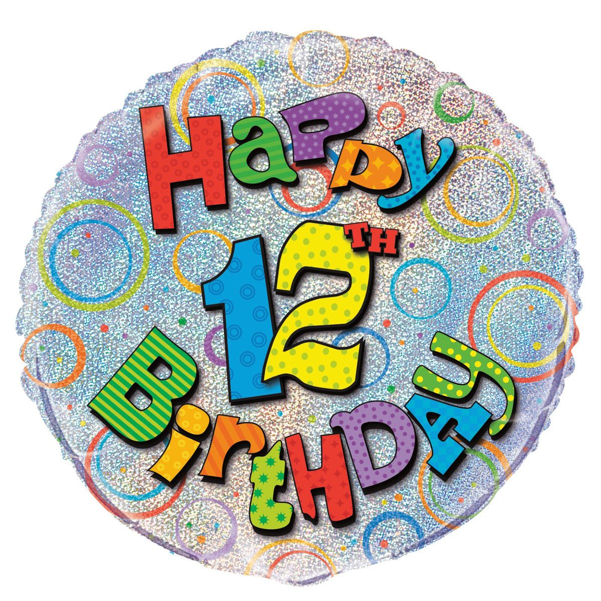 12th Birthday Foil Prismatic Balloon 45cm - The Party Marketplace
