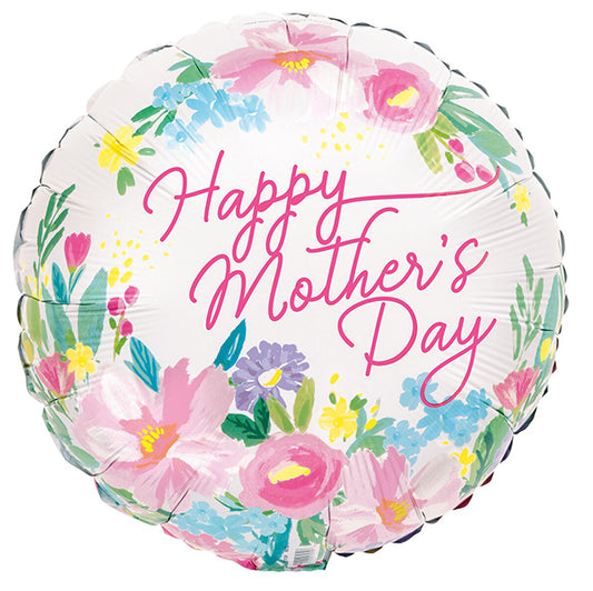 Printed Blooms "Happy Mother's Day" Foil Balloon With Ribbon 43cm