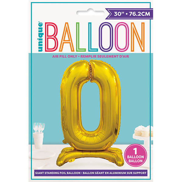 Gold "0" Giant Standing Numeral Foil Balloon (76cm)