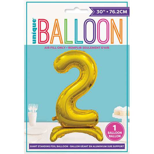 Gold "2" Giant Standing Numeral Foil Balloon (76cm)