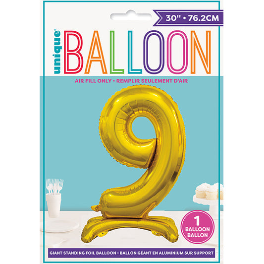 Gold "9" Giant Standing Numeral Foil Balloon (76cm)