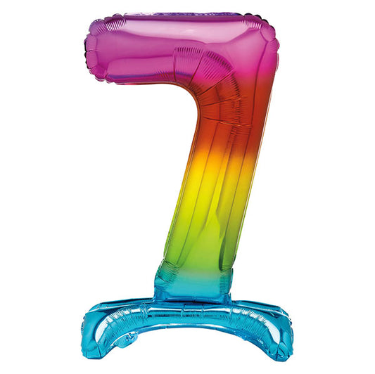 Rainbow "7" Giant Standing Numeral Foil Balloon (76cm)