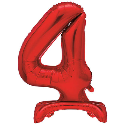 Red "4" Giant Standing Numeral Foil Balloon (76cm)