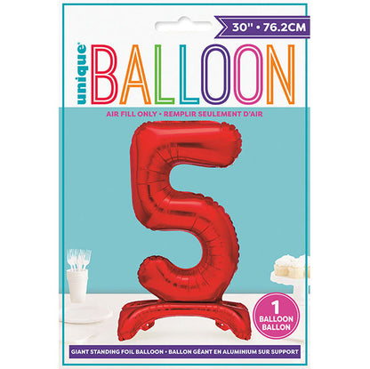 Red "5" Giant Standing Numeral Foil Balloon (76cm)