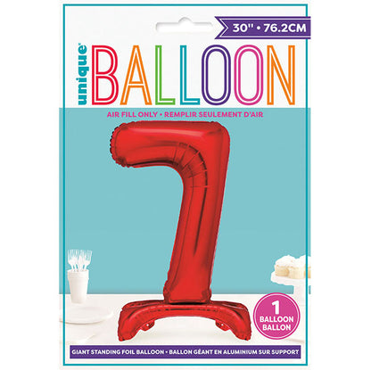 Red "7" Giant Standing Numeral Foil Balloon (76cm)