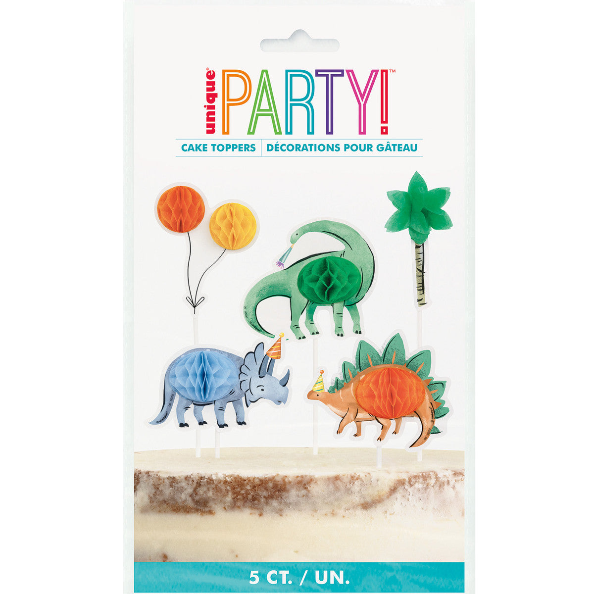 Dinosaur Honeycomb Cake Topper Kit (Pack of 5)